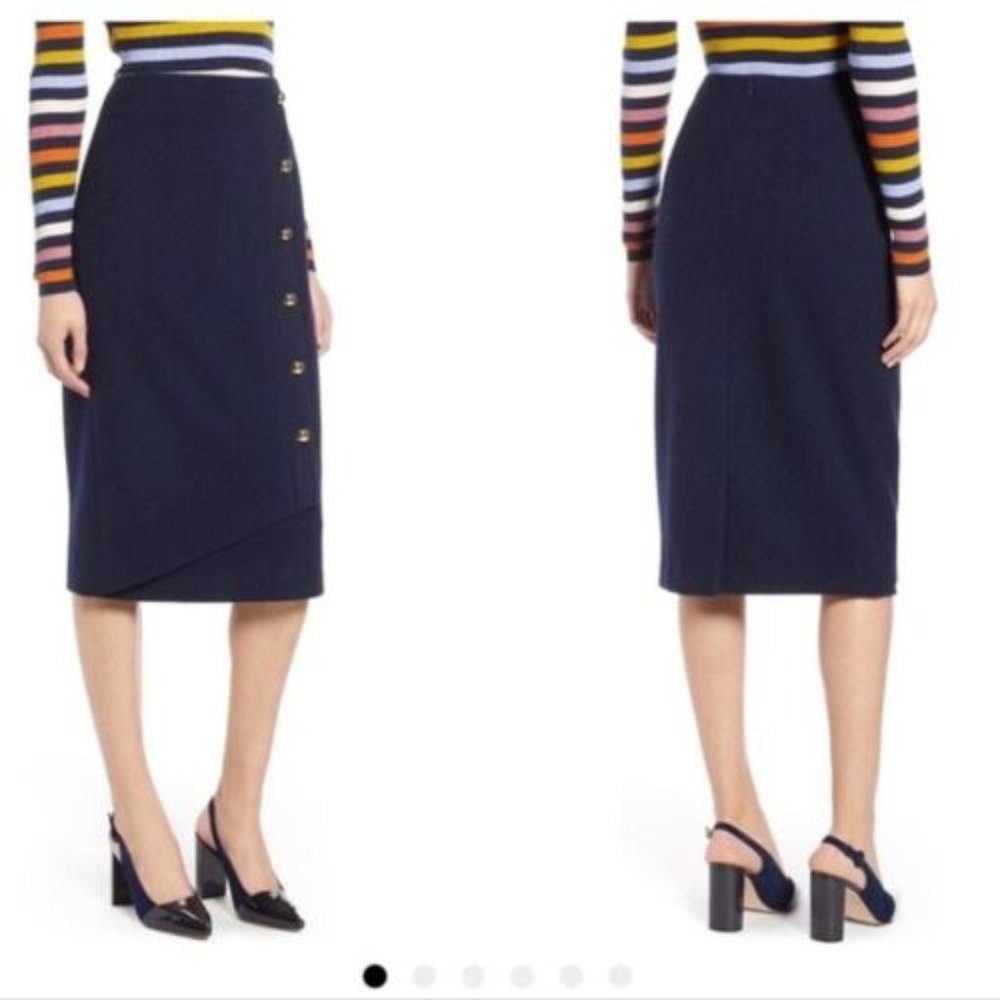 Wool Blue Petite Skirt Size 6